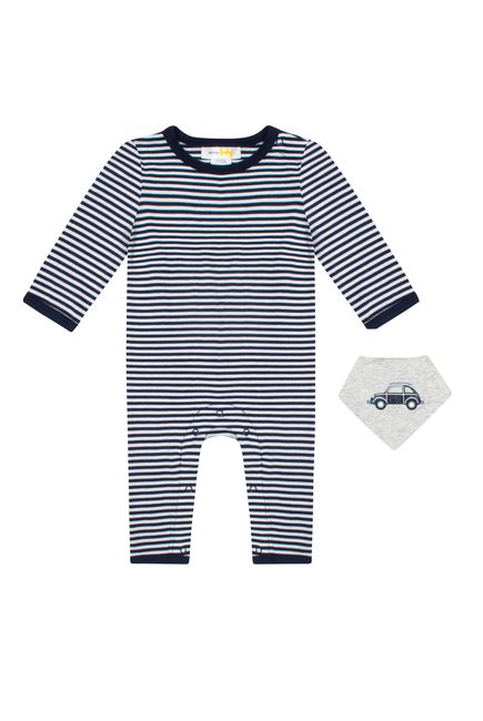 Bloomies Baby Striped Playsuit and Bib Set